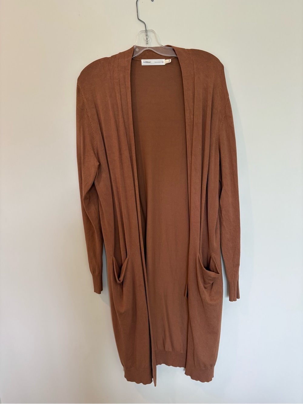 In Wear Open-Front Brown Longline Women's Cardigan Sweater